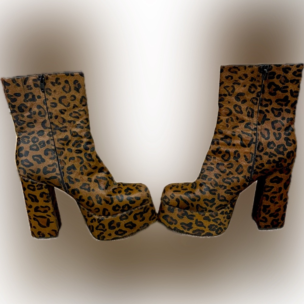 Jeffrey Campbell Leopard Print Platform Ankle Boots